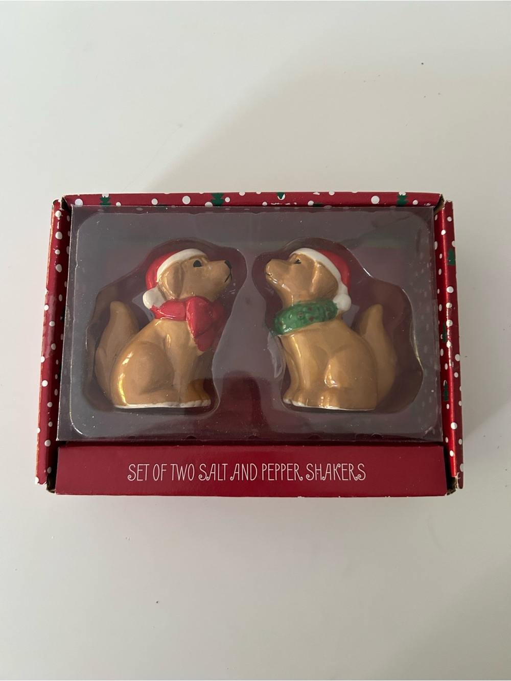 Cute Dog with Santa Hat Salt & Pepper Shakers
